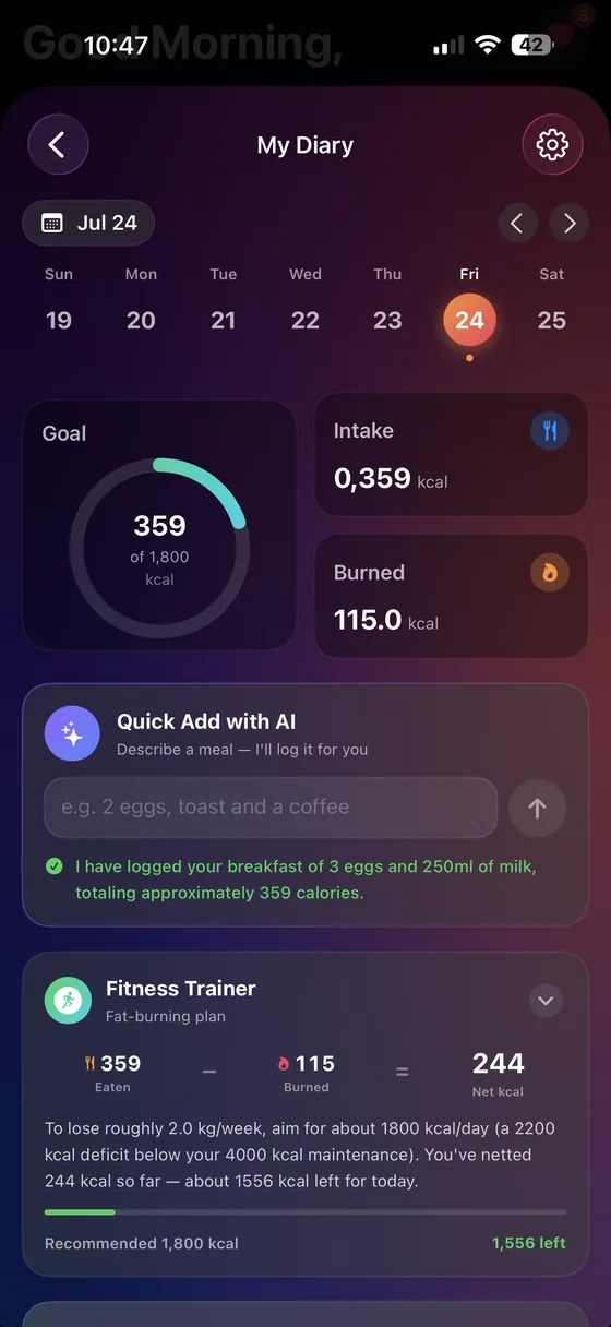 Food diary with AI logging